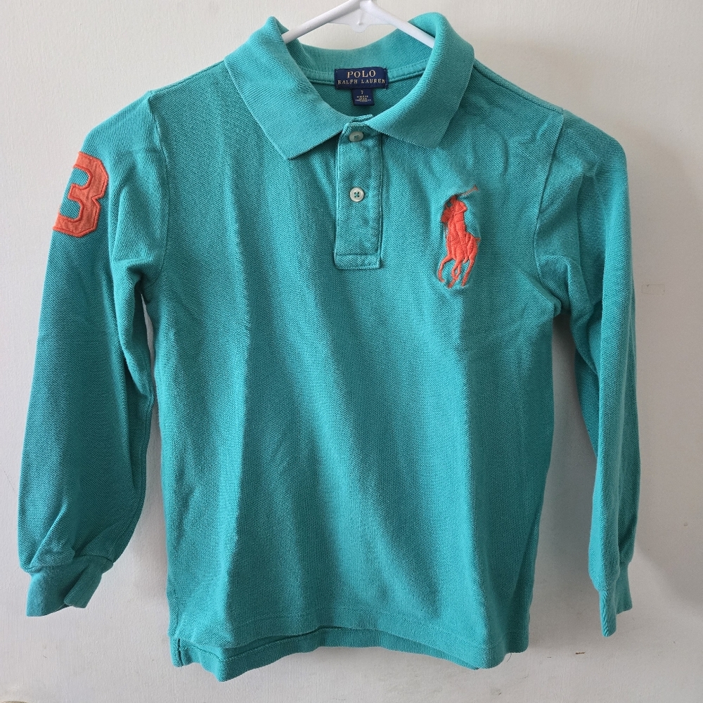 Polo by Ralph Lauren Kids Aqua Long Sleeve Polo